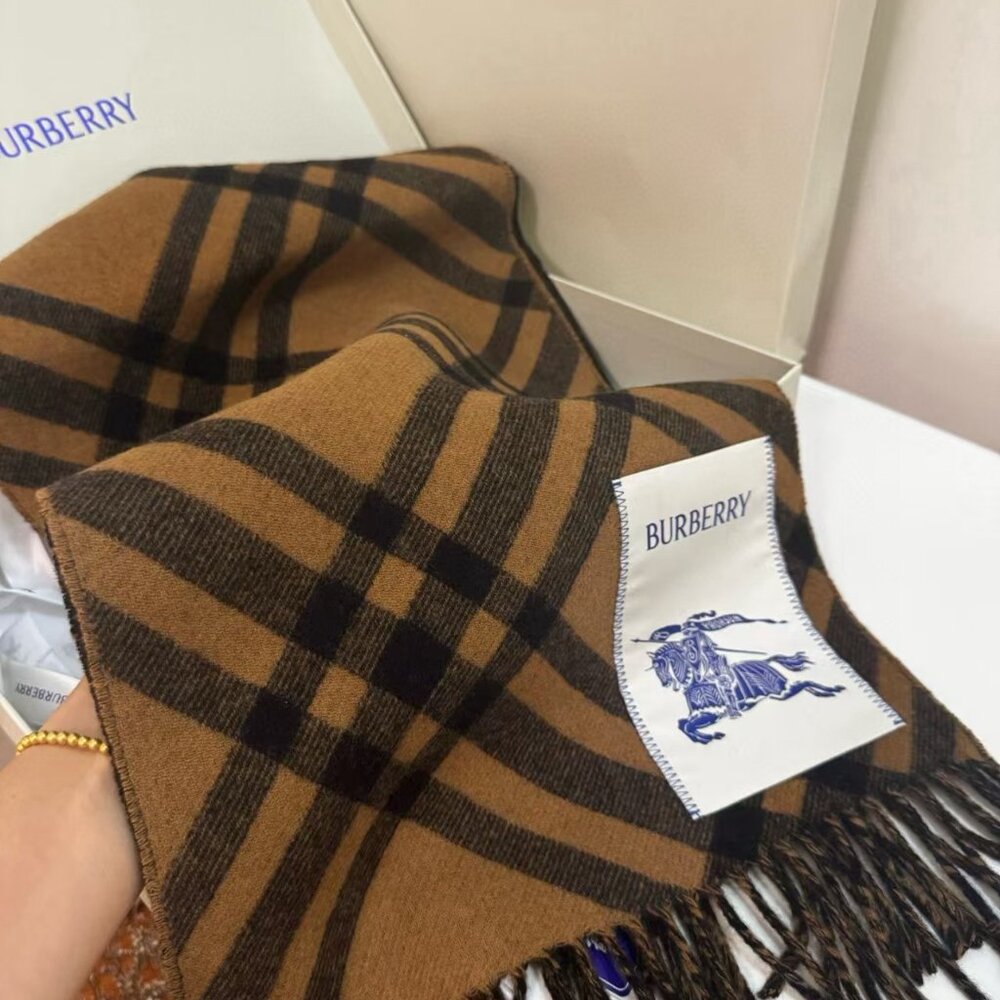 Burberry Brown and Black Checkered Scarf - Picture 3 of 4